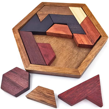 Wooden Hexagonal Jigsaw Puzzle, Puzzle Educational Toys