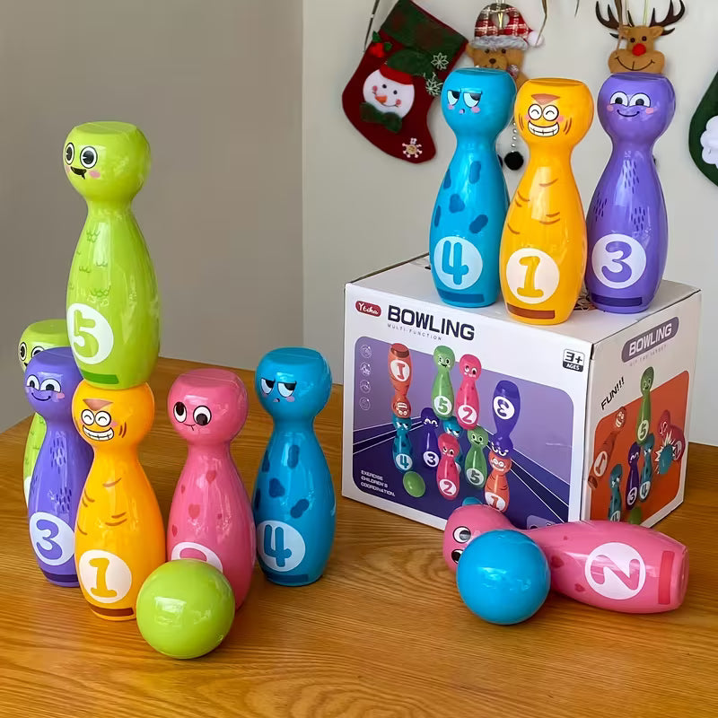 Bowling Toy Set Cartoon Fun Expression Printed Exquisite Transfer Printing Process Non-Fading Non-Peeling