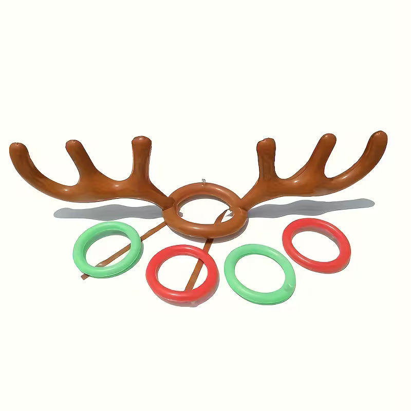 4/3/2/1 Inflatable Reindeer Antler Ring Toss Party Game Set - Perfect for Christmas Party Games