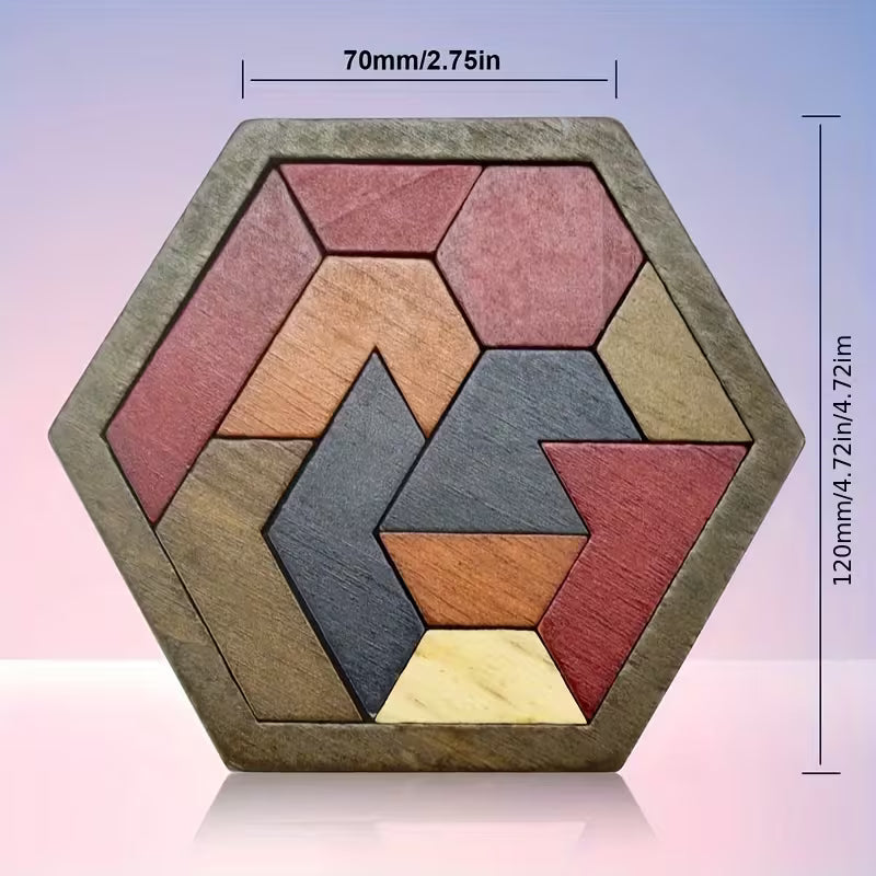 Wooden Hexagonal Jigsaw Puzzle, Puzzle Educational Toys