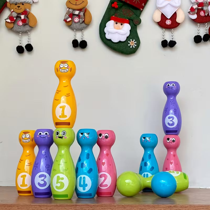 Bowling Toy Set Cartoon Fun Expression Printed Exquisite Transfer Printing Process Non-Fading Non-Peeling