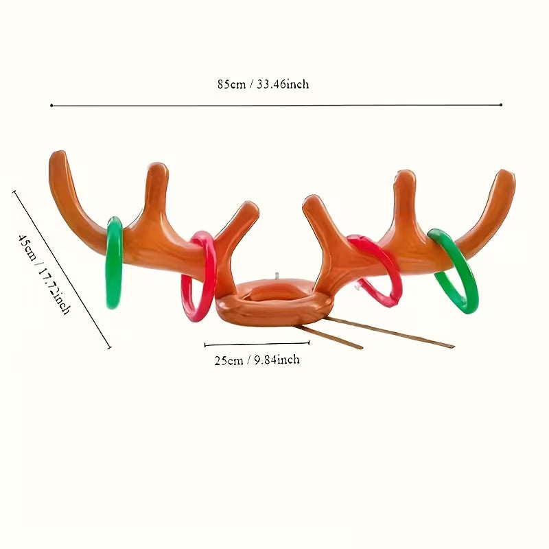 4/3/2/1 Inflatable Reindeer Antler Ring Toss Party Game Set - Perfect for Christmas Party Games