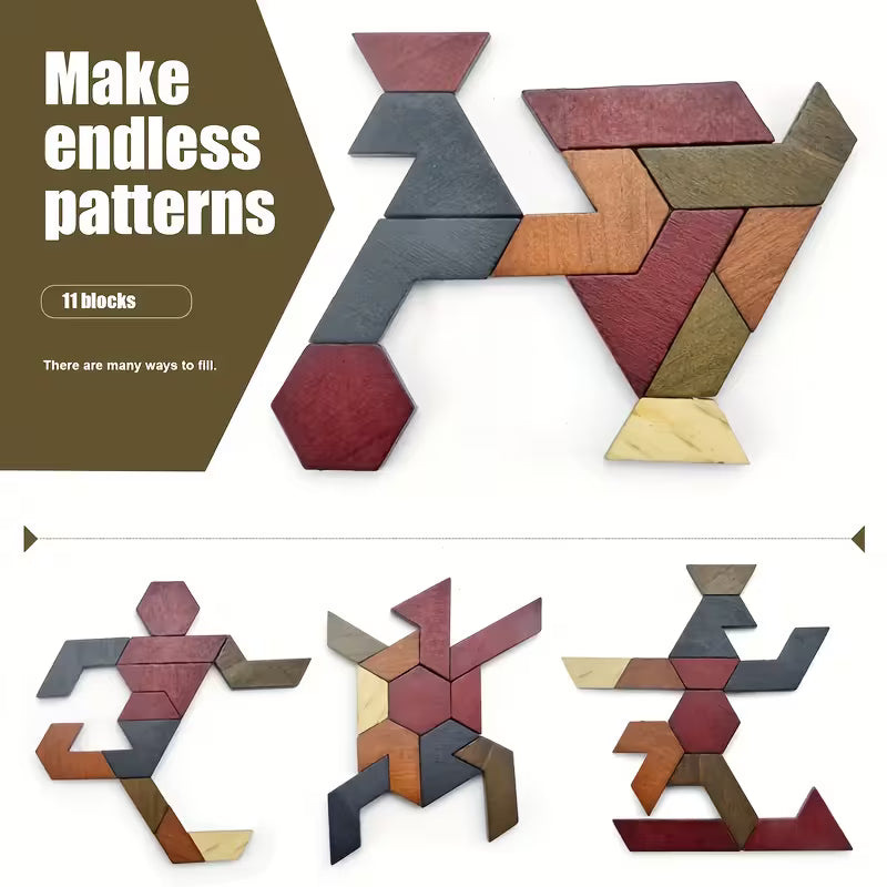 Wooden Hexagonal Jigsaw Puzzle, Puzzle Educational Toys