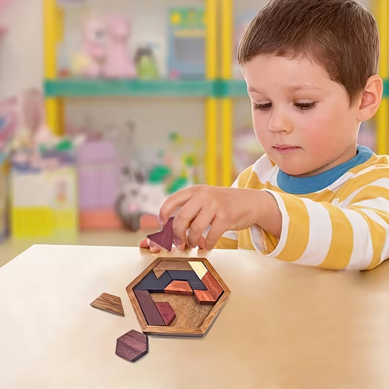 Wooden Hexagonal Jigsaw Puzzle, Puzzle Educational Toys