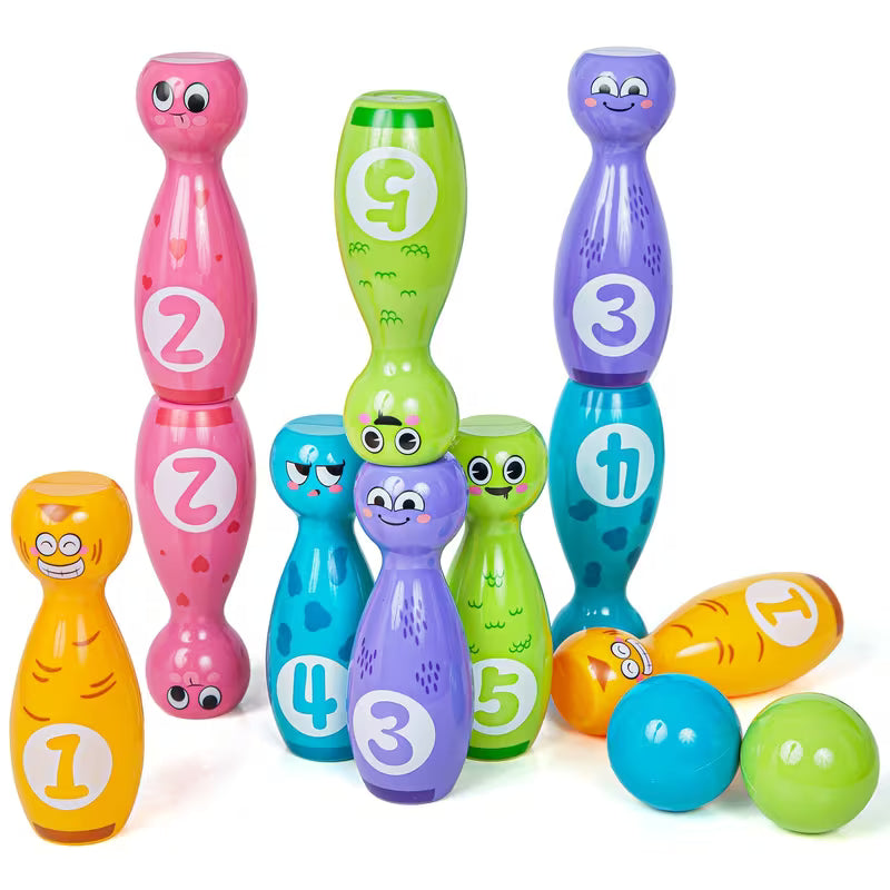 Bowling Toy Set Cartoon Fun Expression Printed Exquisite Transfer Printing Process Non-Fading Non-Peeling