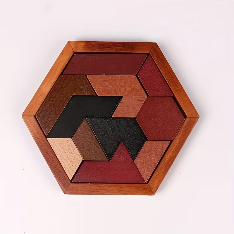 Wooden Hexagonal Jigsaw Puzzle, Puzzle Educational Toys