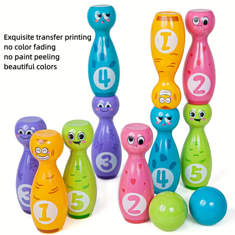 Bowling Toy Set Cartoon Fun Expression Printed Exquisite Transfer Printing Process Non-Fading Non-Peeling