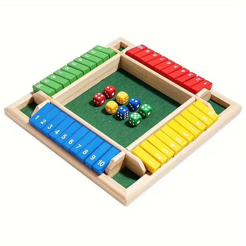 Wooden Number Dice Game Toy, Featuring Eight Colorful Dice, a Brain-Teasing Math Toy