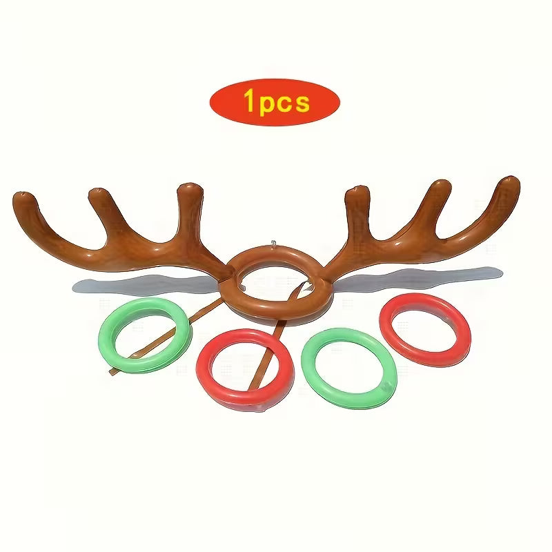 4/3/2/1 Inflatable Reindeer Antler Ring Toss Party Game Set - Perfect for Christmas Party Games