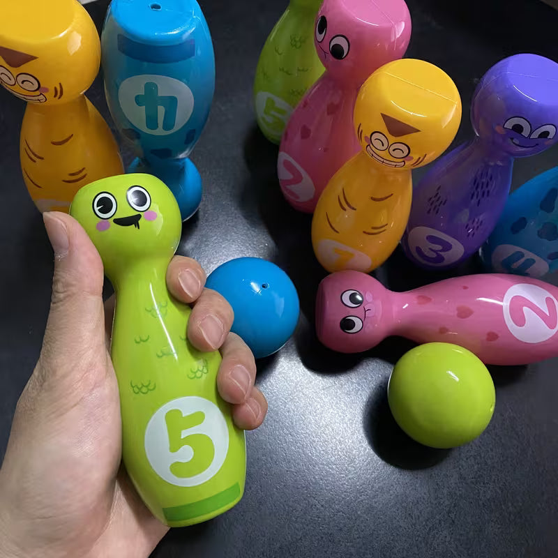 Bowling Toy Set Cartoon Fun Expression Printed Exquisite Transfer Printing Process Non-Fading Non-Peeling