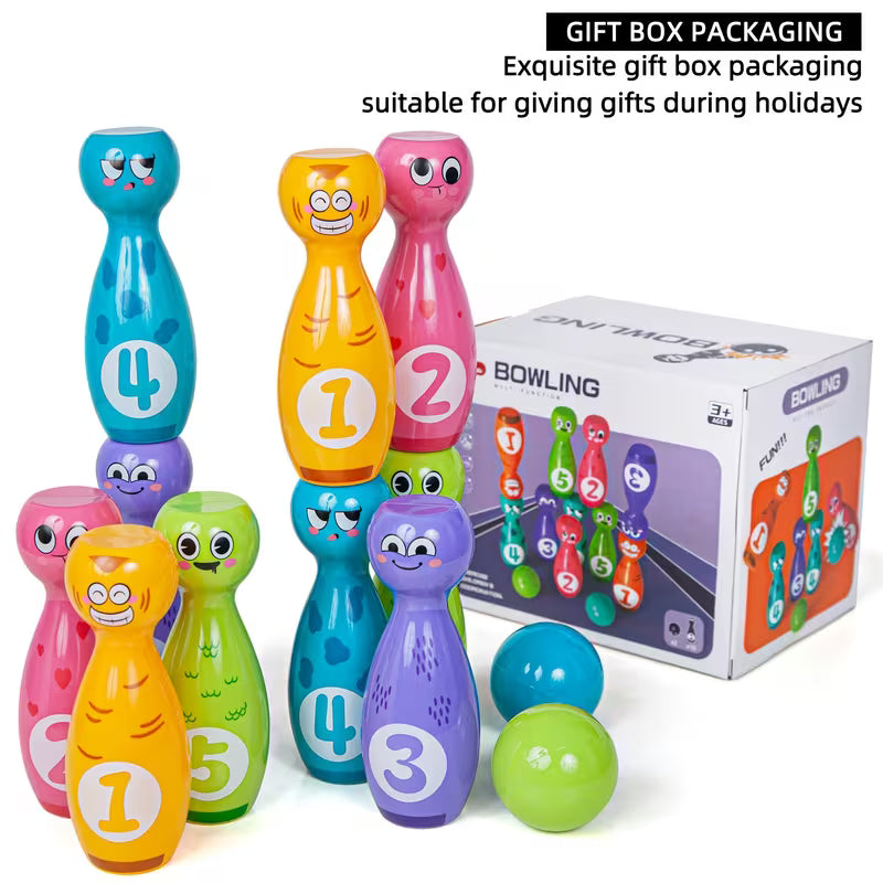 Bowling Toy Set Cartoon Fun Expression Printed Exquisite Transfer Printing Process Non-Fading Non-Peeling