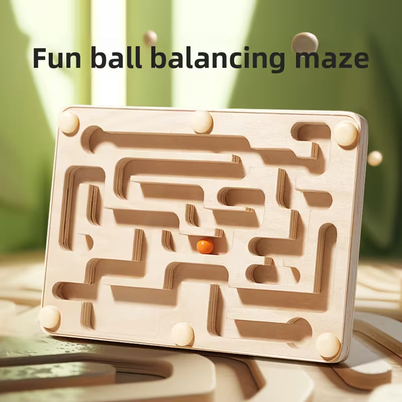 A Wooden Balance Maze Toy Made of Linden Plywood, Designed to Focus on Balance Training And Hand-Eye Coordination