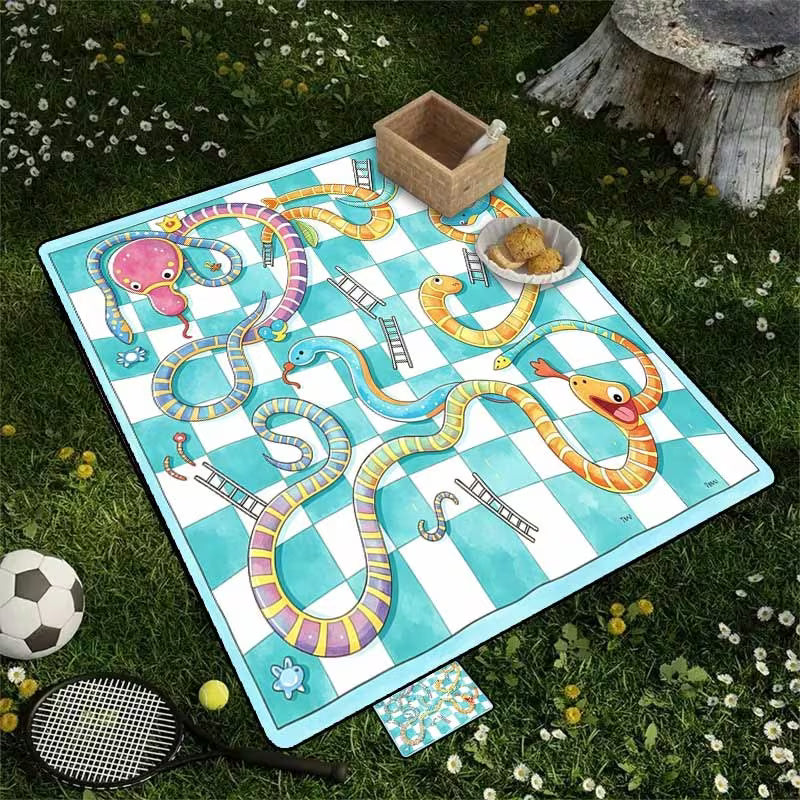 1pc Foldable Picnic Mat, Durable Design Snake Ladder Board Game Machine, Hand Washable