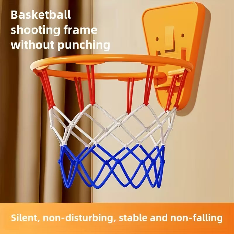 Non-Drilling Basketball Hoop, Silent Basketball Stand - Wall-Mounted Foldable Basketball Hoop