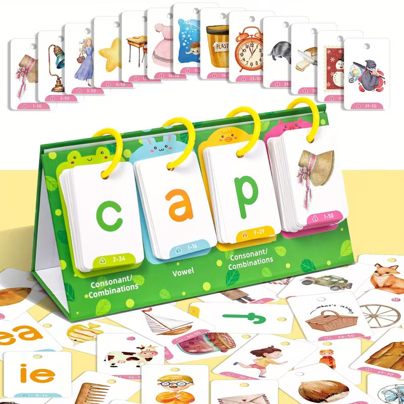 129pcs CVC Word Flashcards for Kids, Phonics Desk Calendar Cards, Sight Words Games Learning Set for Teacher Classroom