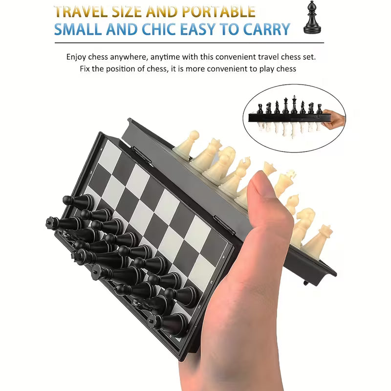 9.4 in Magnetic Chess Set Folding Portable, Travel Game for Inches Foldable Magnetic Chess Set