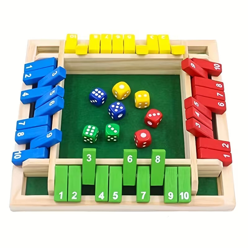 Wooden Number Dice Game Toy, Featuring Eight Colorful Dice, a Brain-Teasing Math Toy