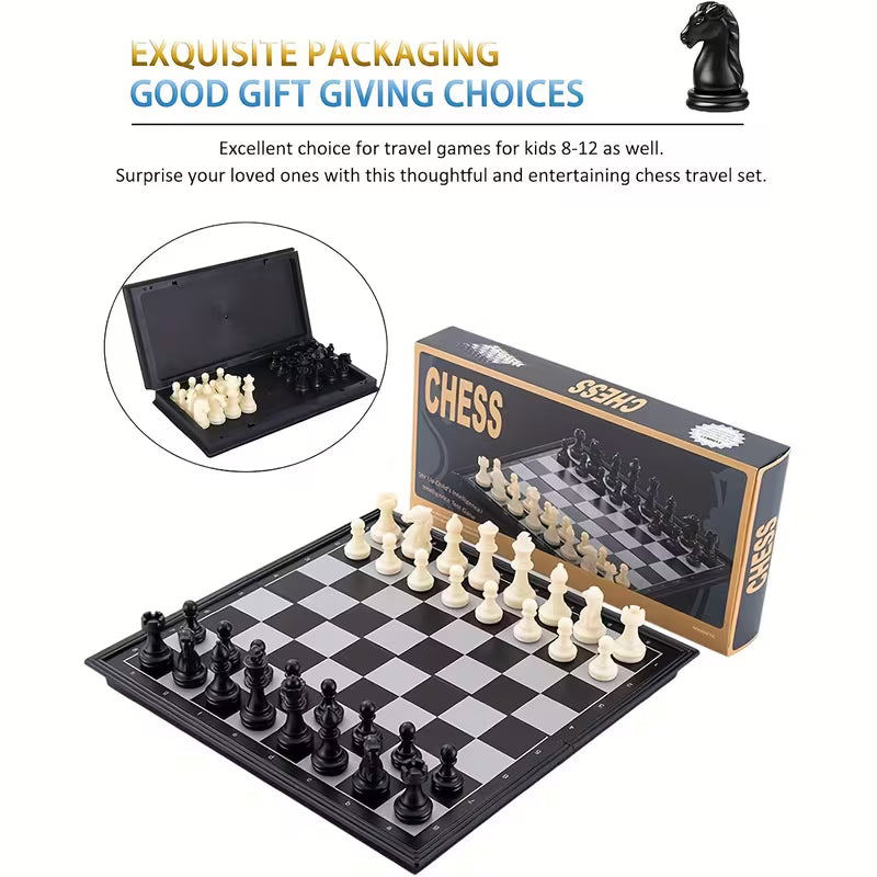 9.4 in Magnetic Chess Set Folding Portable, Travel Game for Inches Foldable Magnetic Chess Set