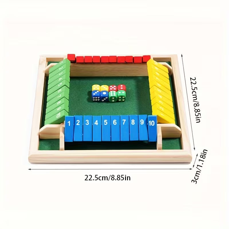 Wooden Number Dice Game Toy, Featuring Eight Colorful Dice, a Brain-Teasing Math Toy