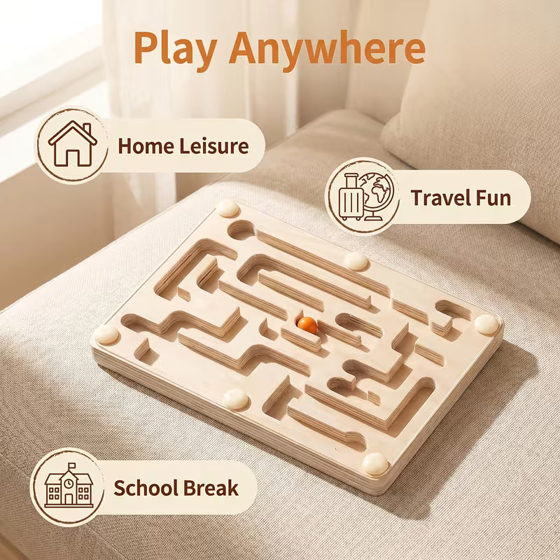 A Wooden Balance Maze Toy Made of Linden Plywood, Designed to Focus on Balance Training And Hand-Eye Coordination