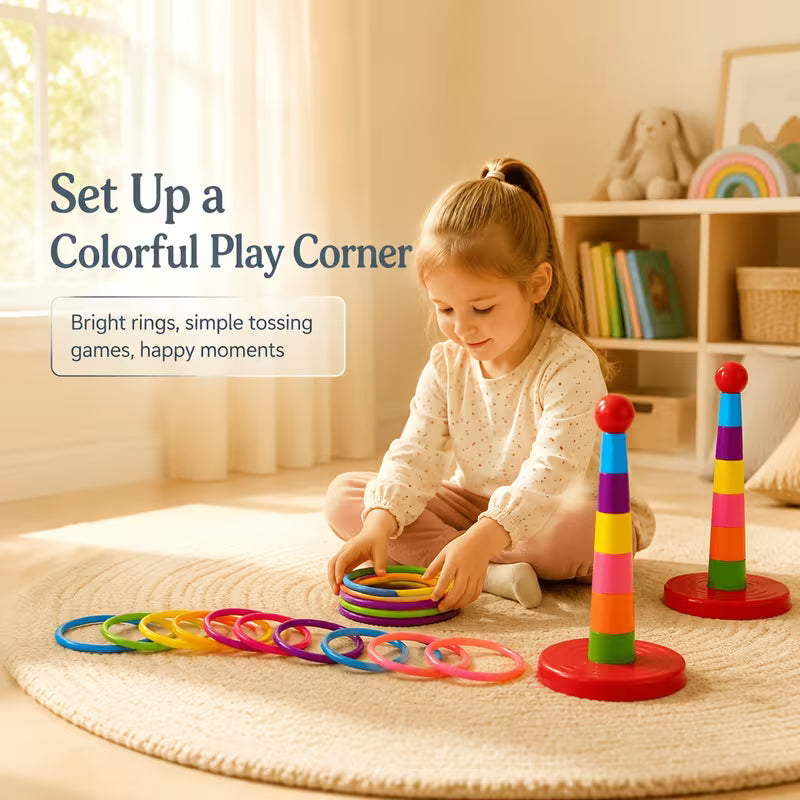 CotTibe 17pcs Set/9 Rings + 1 Base + 7 Towers, Colors Shipped Randomly