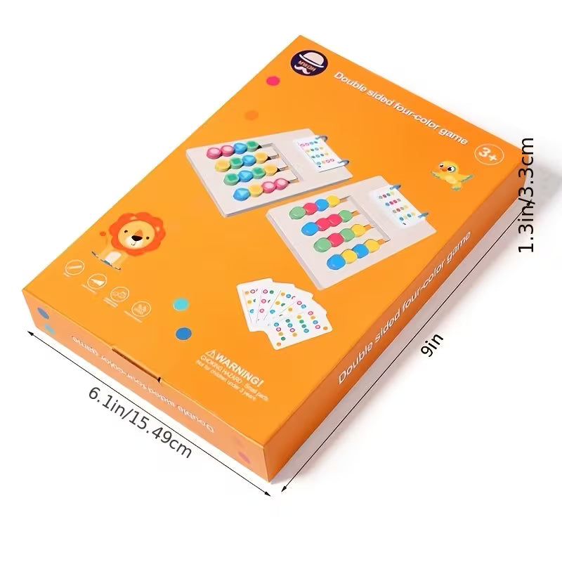 Double-Sided Four-Color Positioning Game Wooden Puzzle Cards to Enhance Cognitive Skills, Color Recognition, Competitive Toys