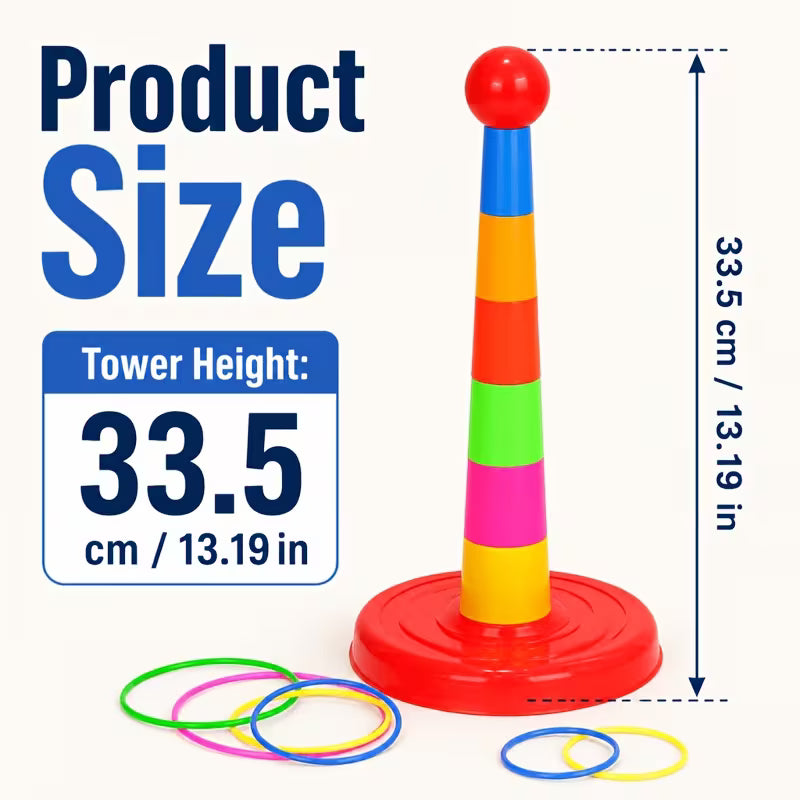 CotTibe 17pcs Set/9 Rings + 1 Base + 7 Towers, Colors Shipped Randomly