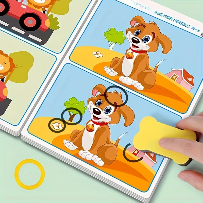 Find The Difference Focus Training Cards Suitable for Ages - Erasable Brain Game with Difficulty Gradient Design, Paper Puzzle Cards