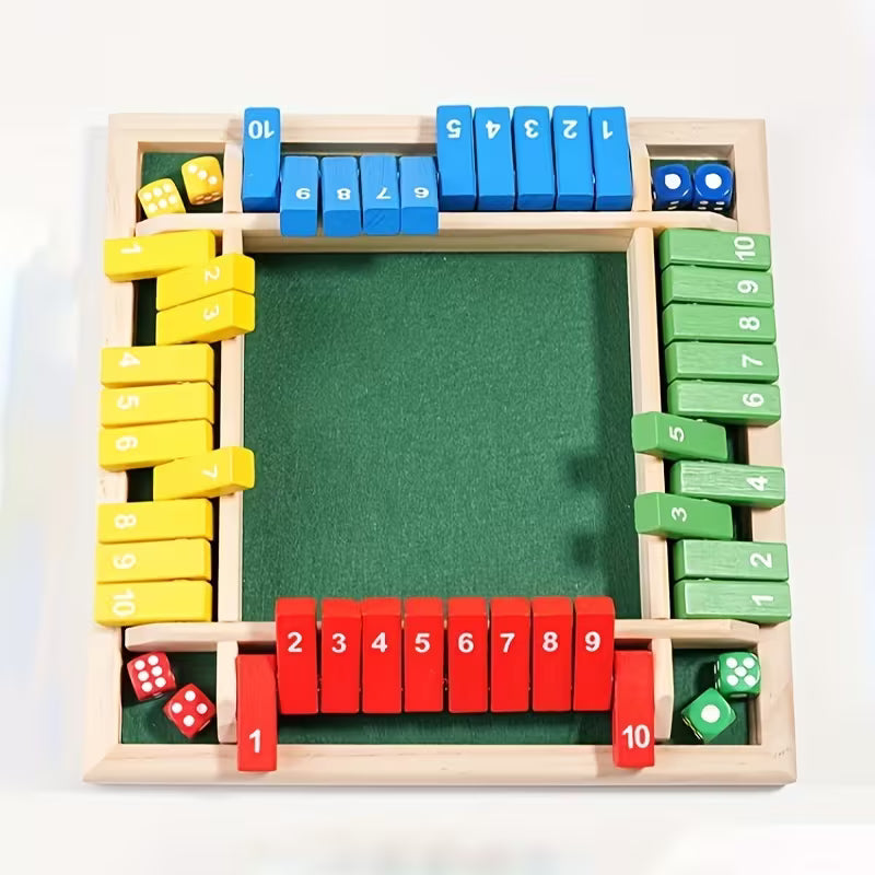 Wooden Number Dice Game Toy, Featuring Eight Colorful Dice, a Brain-Teasing Math Toy