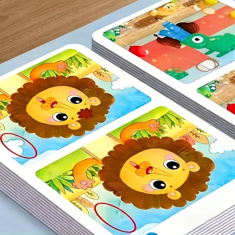 Find The Difference Focus Training Cards Suitable for Ages - Erasable Brain Game with Difficulty Gradient Design, Paper Puzzle Cards