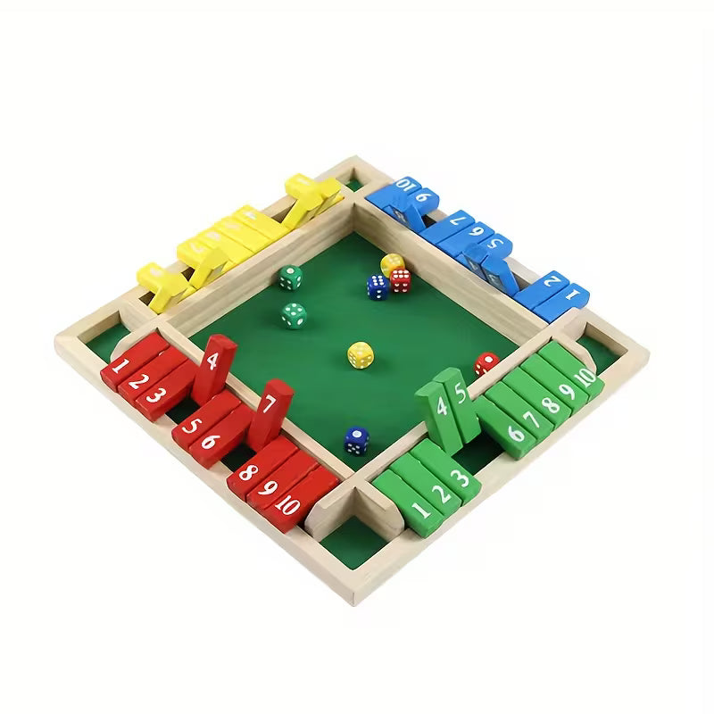 Wooden Number Dice Game Toy, Featuring Eight Colorful Dice, a Brain-Teasing Math Toy