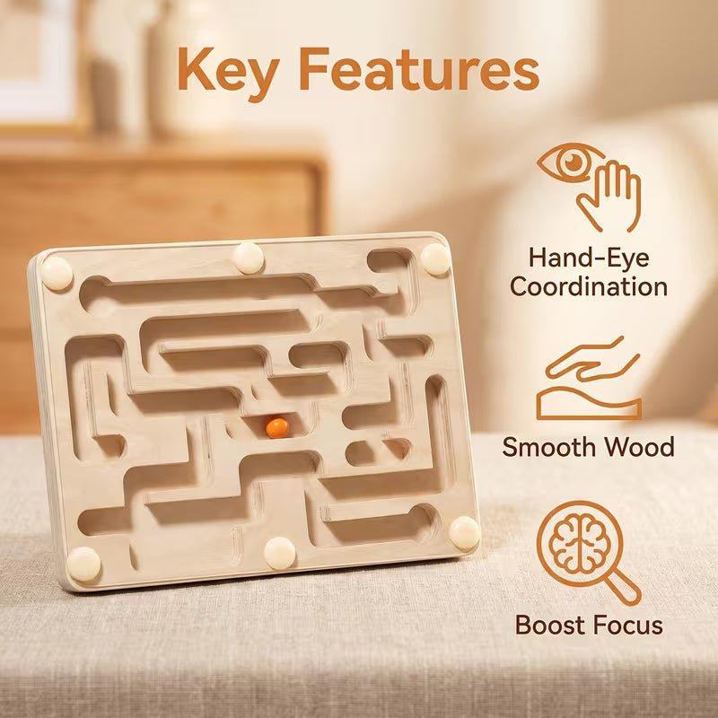 A Wooden Balance Maze Toy Made of Linden Plywood, Designed to Focus on Balance Training And Hand-Eye Coordination
