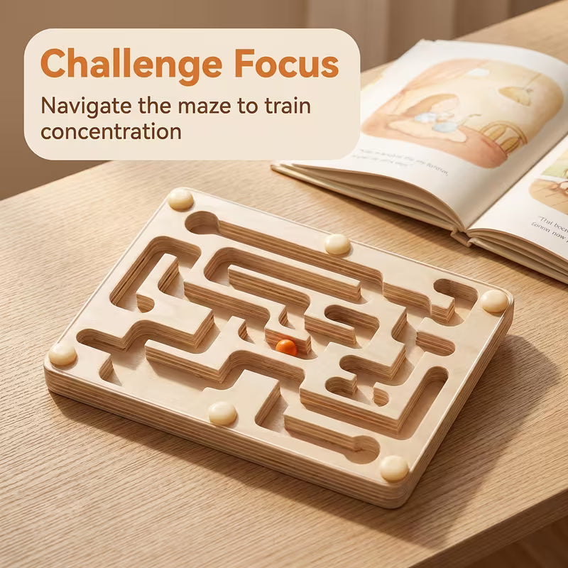 A Wooden Balance Maze Toy Made of Linden Plywood, Designed to Focus on Balance Training And Hand-Eye Coordination