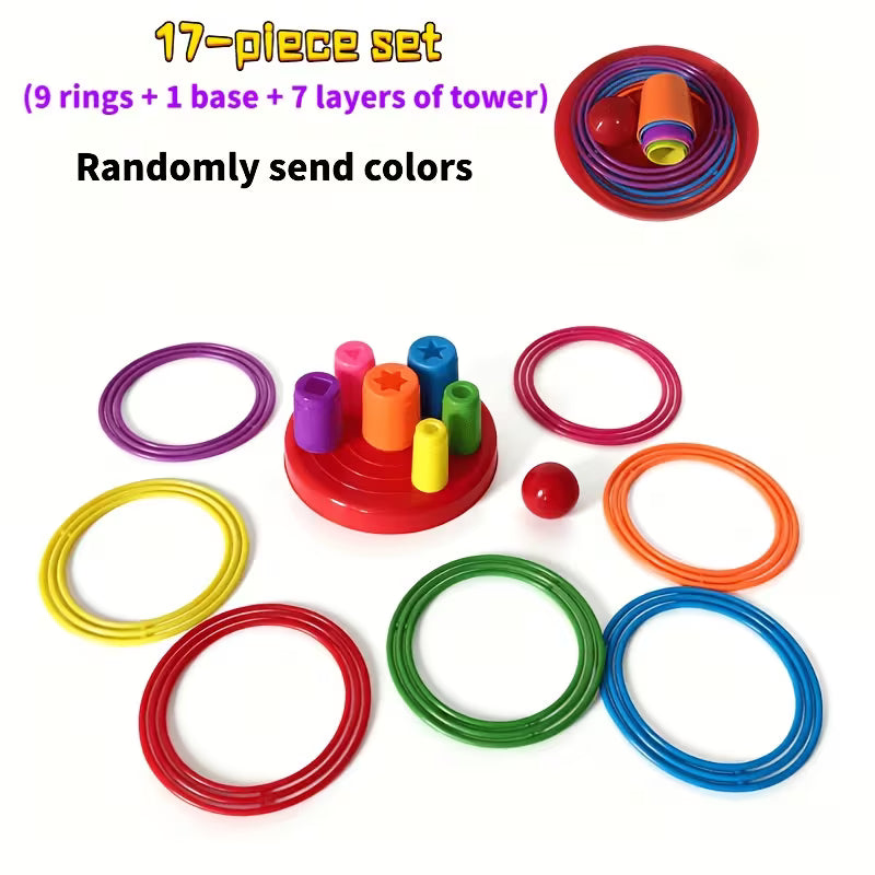 CotTibe 17pcs Set/9 Rings + 1 Base + 7 Towers, Colors Shipped Randomly