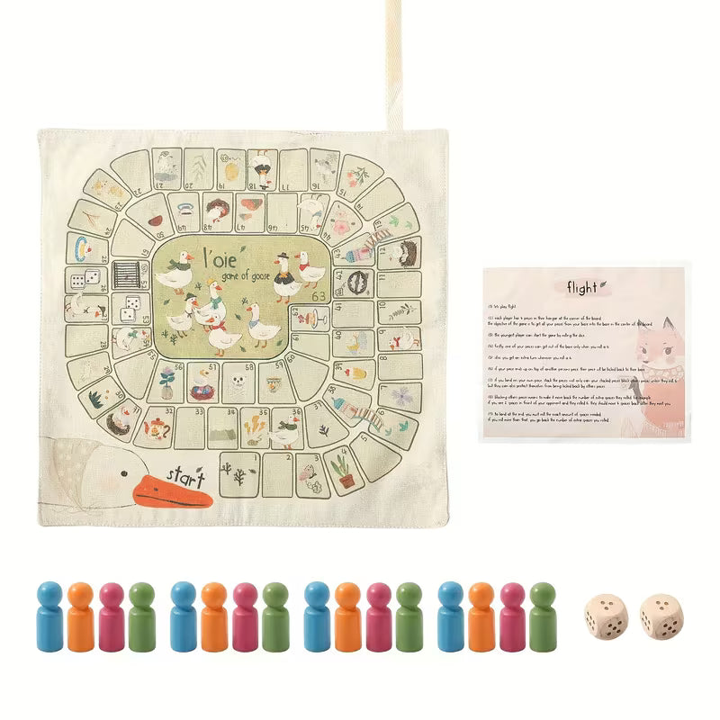 Children's Educational Multi-Function Canvas Game Chess Toy, 4-Color Canvas Ludo Game