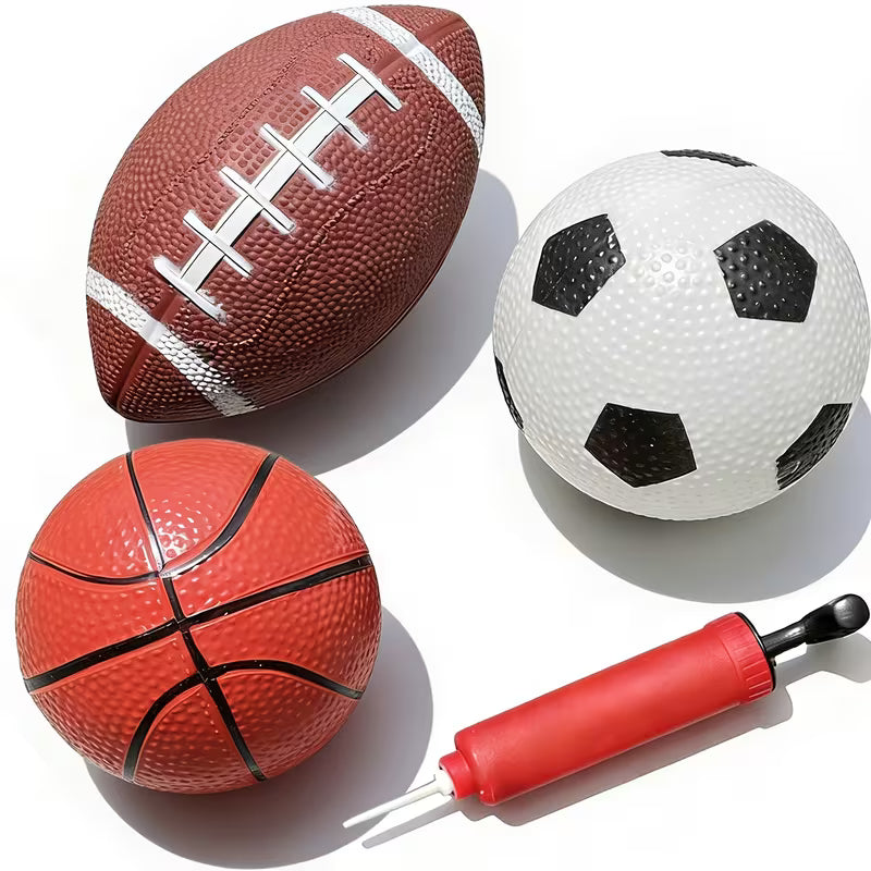 3 Kinds of Ball Toy Ball Combination Set, Small Basketball, Football, Rugby