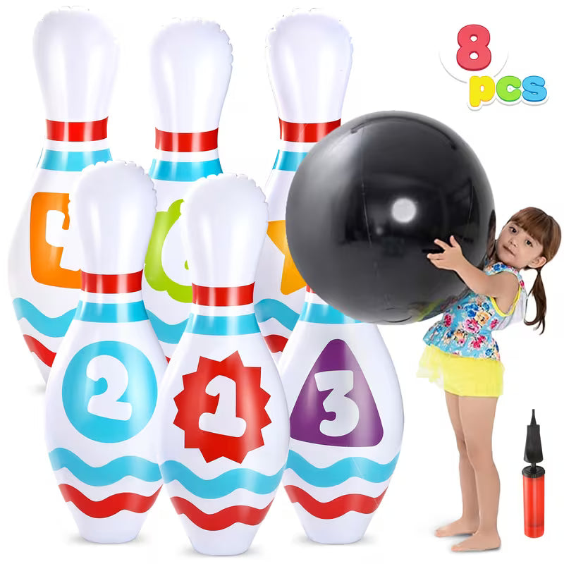 8pcs Giant Inflatable Bowling Set for Kids And Adults, Birthday Party Games, Outdoor And Indoor