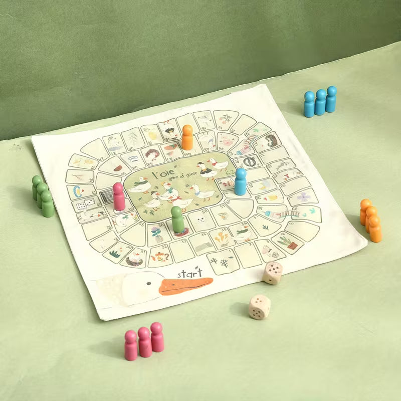 Children's Educational Multi-Function Canvas Game Chess Toy, 4-Color Canvas Ludo Game