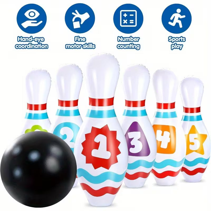 8pcs Giant Inflatable Bowling Set for Kids And Adults, Birthday Party Games, Outdoor And Indoor