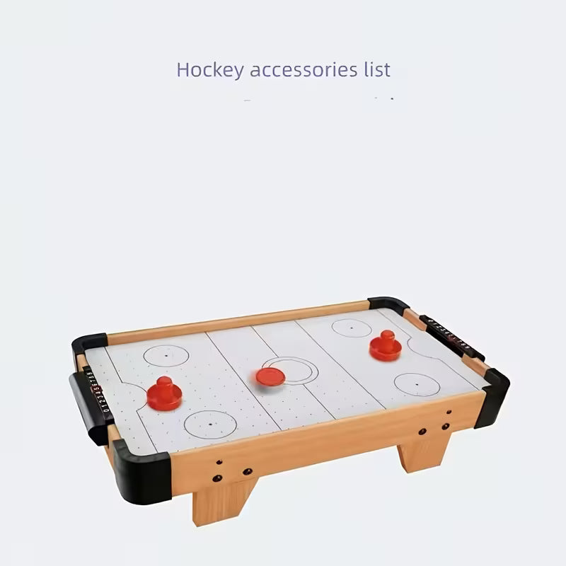 Mini Tabletop Air Hockey Table with Wooden Surface, Air Suspension Puck Game Table