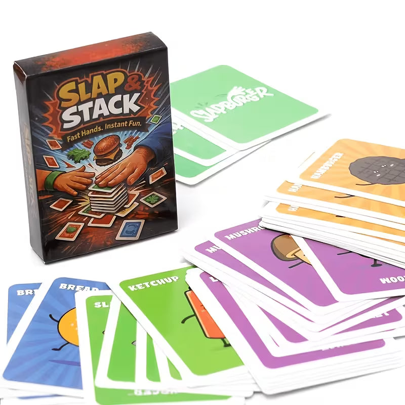 SLAP And STACK Mini Burger Card Game - Fast-Paced Slap And Stack Strategy Suitable for Family Game Nights, Tabletop Board Game