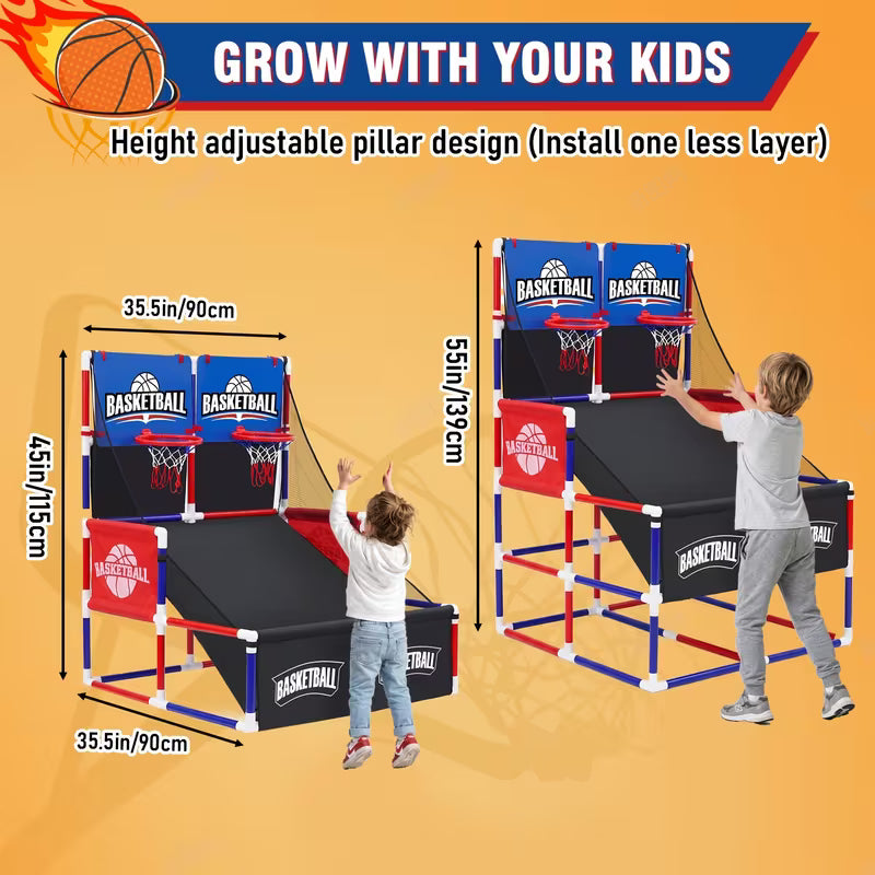 Dual Shot Basketball Arcade Game with Dartboard for Kids