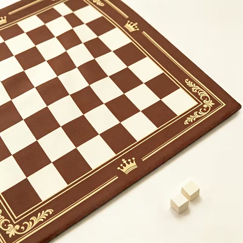 1pc Retro Golden-Edged Crown Chessboard Mat, Relaxed Design, Rubber Material