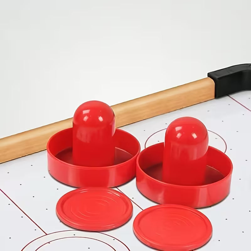 Mini Tabletop Air Hockey Table with Wooden Surface, Air Suspension Puck Game Table