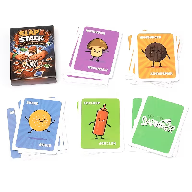 SLAP And STACK Mini Burger Card Game - Fast-Paced Slap And Stack Strategy Suitable for Family Game Nights, Tabletop Board Game