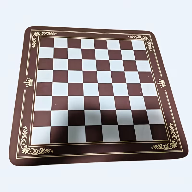 1pc Retro Golden-Edged Crown Chessboard Mat, Relaxed Design, Rubber Material