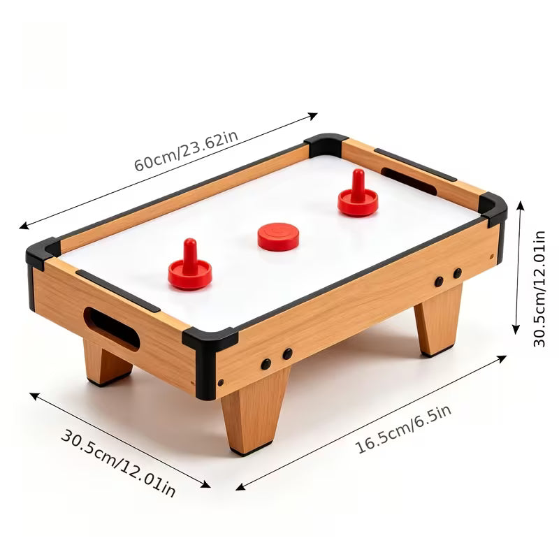 Mini Tabletop Air Hockey Table with Wooden Surface, Air Suspension Puck Game Table