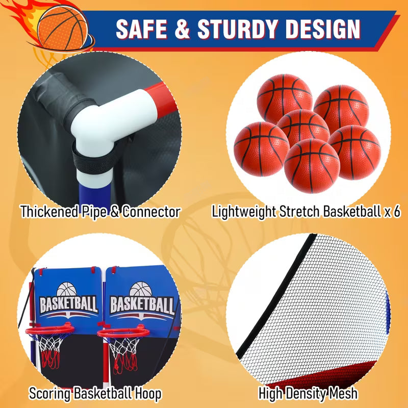 Dual Shot Basketball Arcade Game with Dartboard for Kids