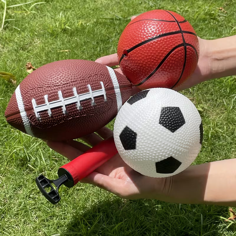 3 Kinds of Ball Toy Ball Combination Set, Small Basketball, Football, Rugby