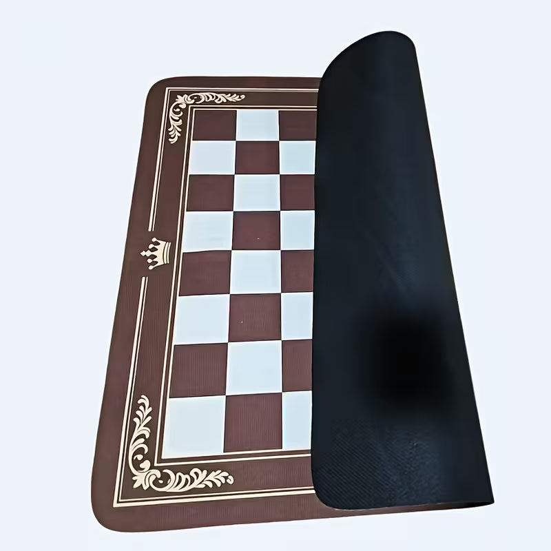1pc Retro Golden-Edged Crown Chessboard Mat, Relaxed Design, Rubber Material